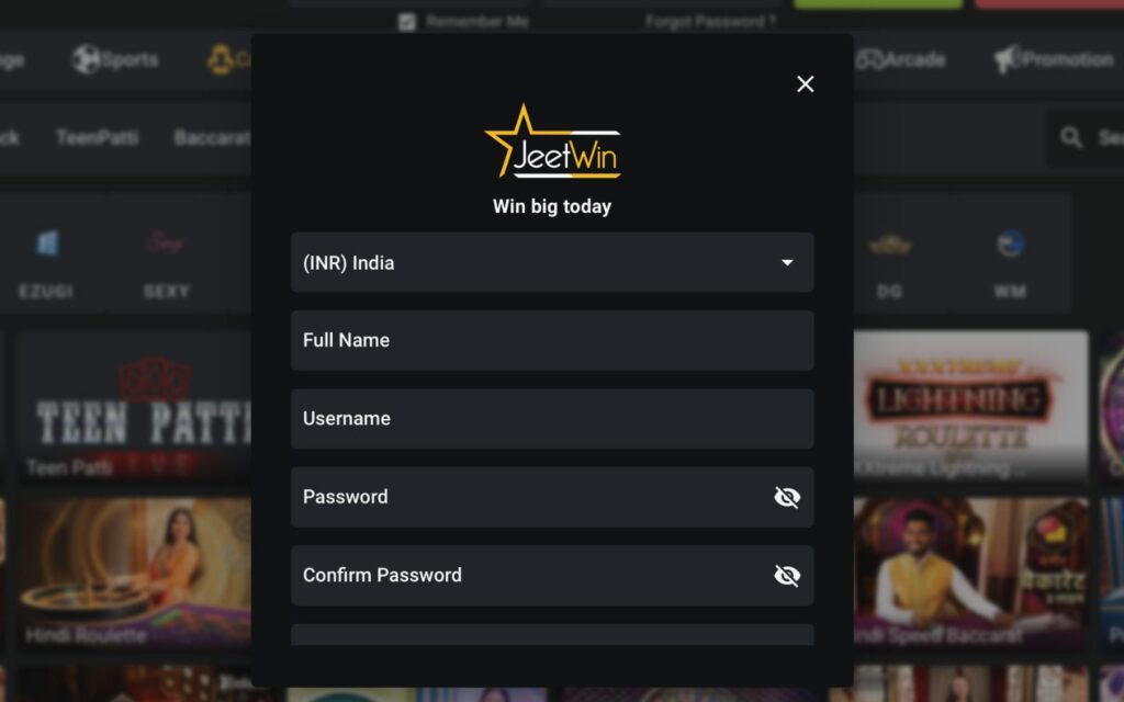 JeetWin India sign up process detailed guide