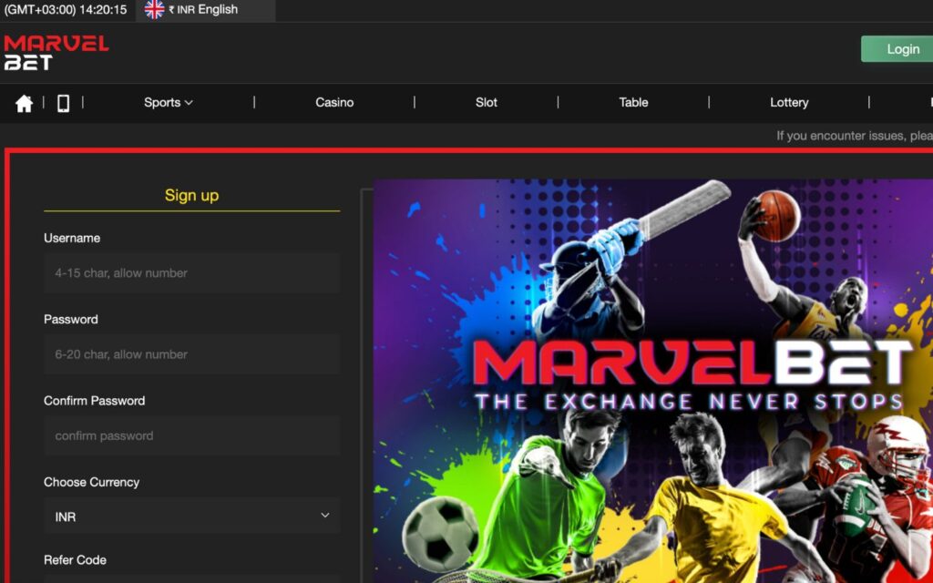 How to register at Marvel bet Indian betting website