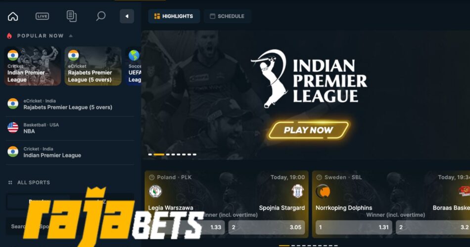 Rajabets India sports betting website features